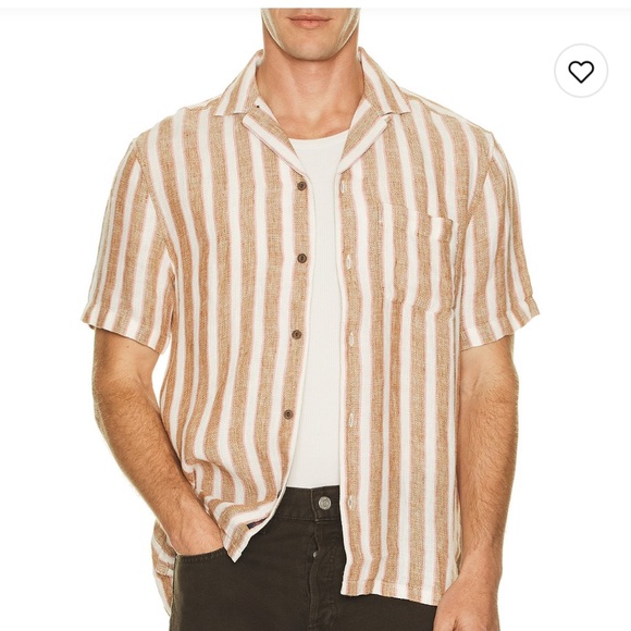 Faherty Palma Linen Camp Shirt in “Sienna Valley Stripe” - Picture 3 of 7